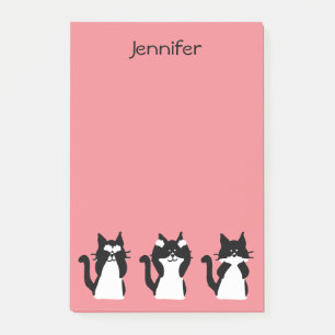 Post-it® Chats Smokings   Trois sages chatons corail clair