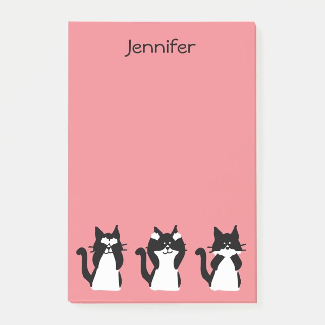 Post-it® Chats Smokings | Trois sages chatons corail clair (Devant)