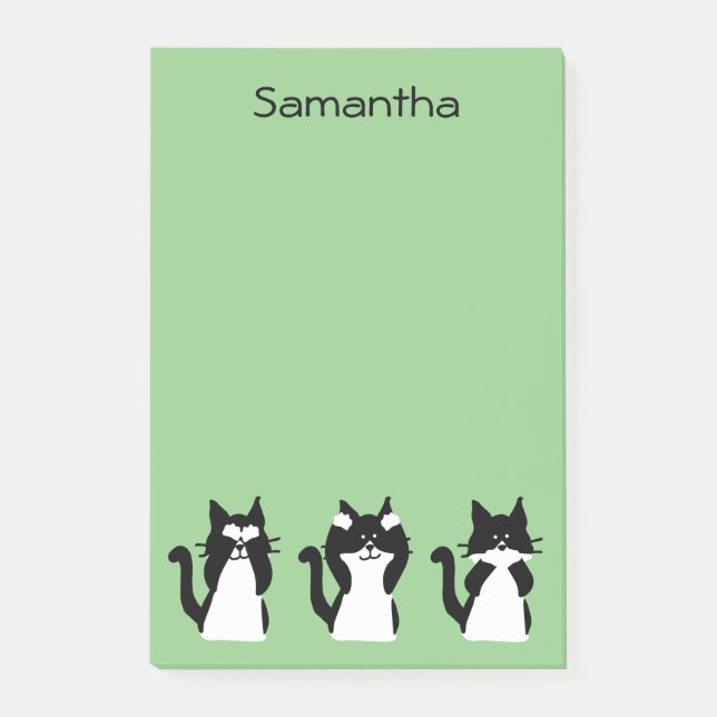Post-it® Chats Smokings | Trois Sages Chattes Vert Clair (Devant)