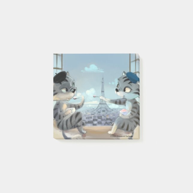 Post-it® Chats & Tour Eiffel – Notes de Paris 7,5 cm x 7,5  (Devant)