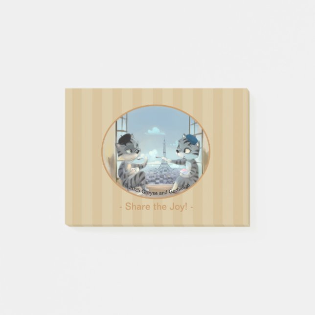 Post-it® Chats & Tour Eiffel – Paris JoyNotes 4" x 3" (Devant)