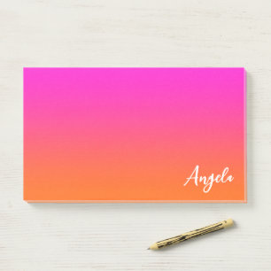 Post-it® Chaud Magenta Rose et Orange Clair Ombré Nom