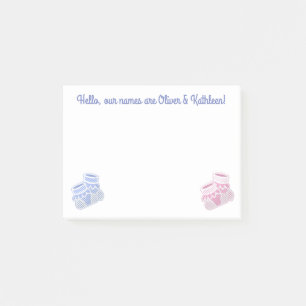 Post-it® chaussettes pour bébé rose et bleu