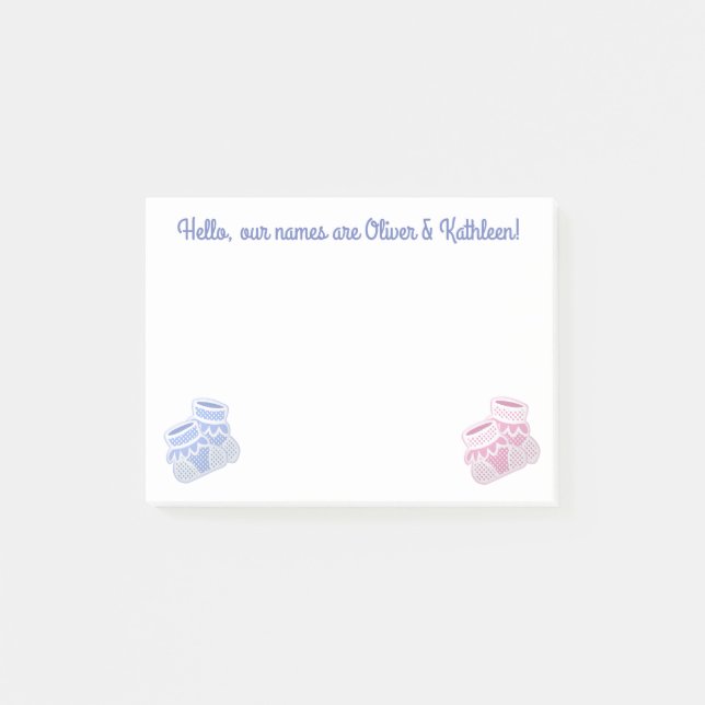 Post-it® chaussettes pour bébé rose et bleu (Devant)