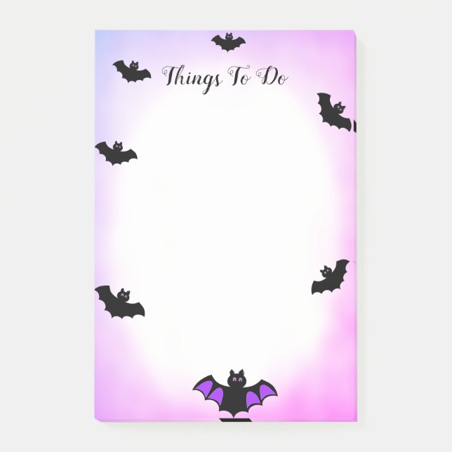 Post-it® Chauves-souris d'Halloween sur violet & blanc Que  (Devant)
