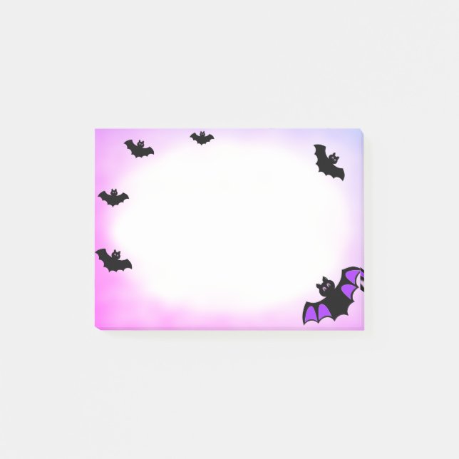 Post-it® chauves-souris volantes Halloween sur fond violet  (Devant)