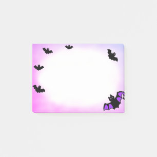 Post-it® chauves-souris volantes Halloween sur violet et bl