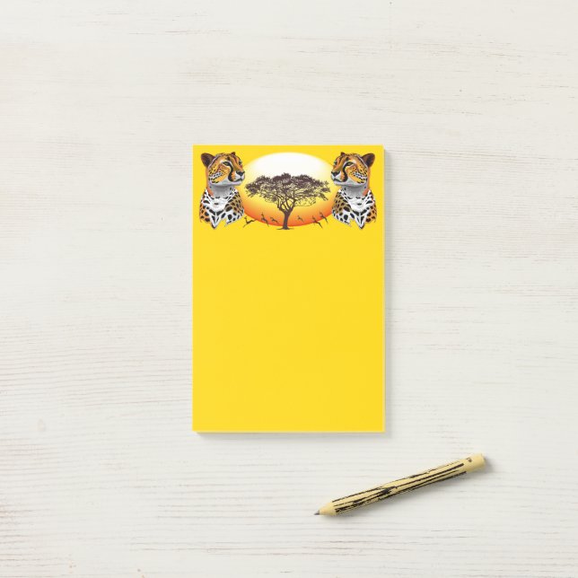 Post-it® Cheetah African Feline Wild Animal (Sur un bureau)