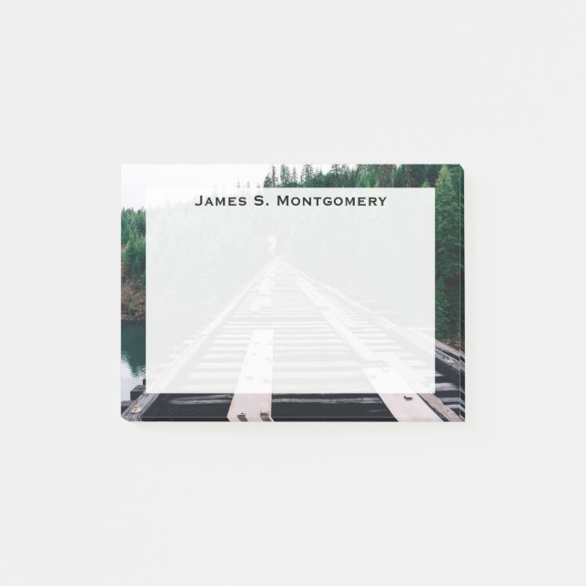 Post-it® Chemins de fer Monogram Train Green Woods Water (Devant)