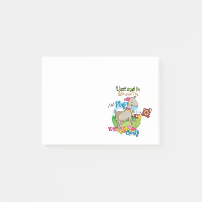 Post-it® CHÈQUE | Je veux juste jouer au thé avec des chèvr (Devant)