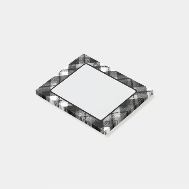 Post-it® Chèque Tartan noir blanc Ferme moderne (Incliné)