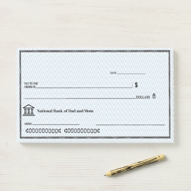 Post-it® Chèque Vierge Faux Drôle Personnaliser  (Sur un bureau)