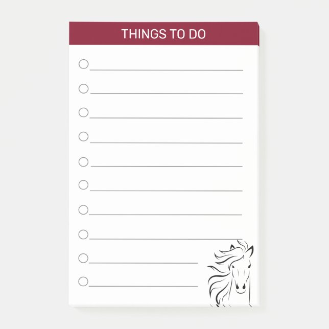 Post-it® Cheval artistique moderne en Bourgogne & blanc (Devant)