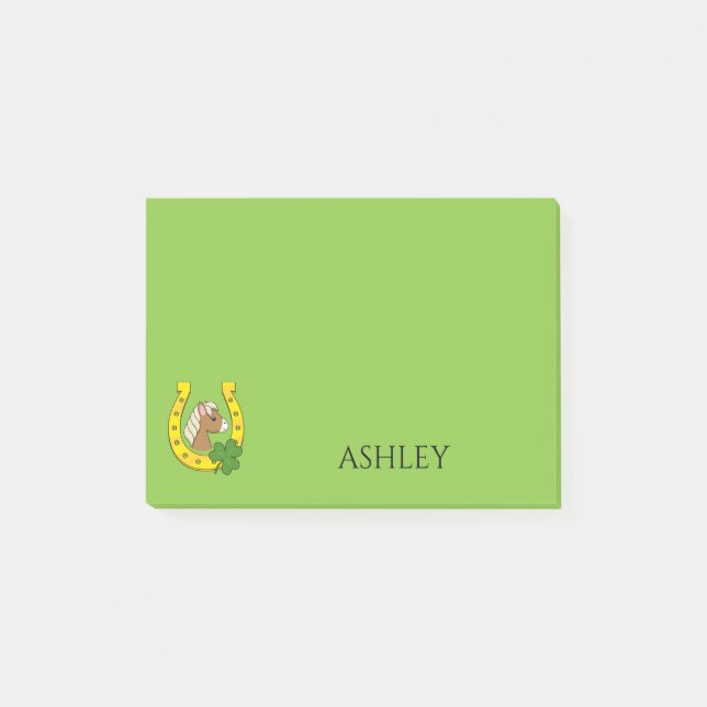 Post-it® Cheval avec Cheval d'or Chaussure, Shamrock Person (Devant)