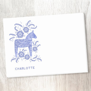 Post-it® Cheval de Dala Scandinave bleu Personnalisé