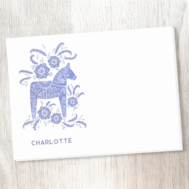 Post-it® Cheval de Dala Scandinave bleu Personnalisé (Créateur téléchargé)