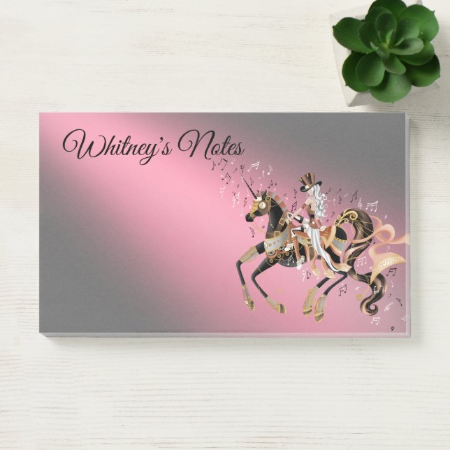 Post-it® Cheval mécanique Steampunk & Dame rose (Bureau)
