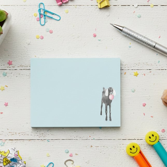 Post-it® Chèvre mignonne avec gomme à bulle rose (Créateur téléchargé)