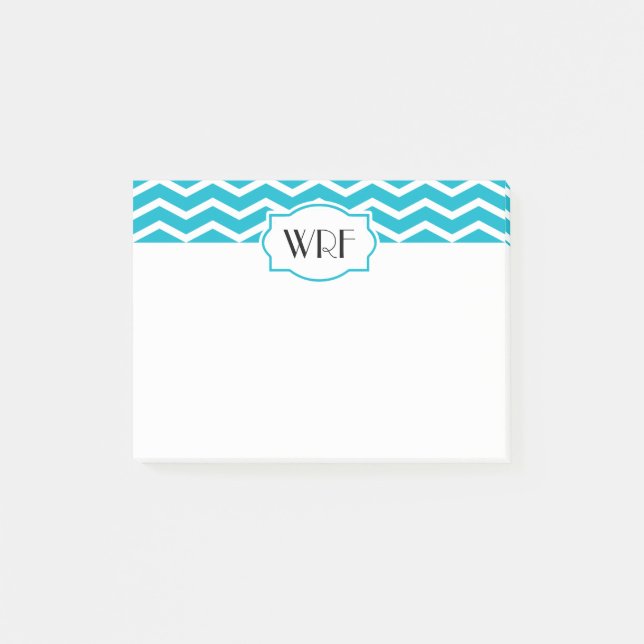 Post-it® Chevron blanc bleu d'Aqua Modulé (Devant)