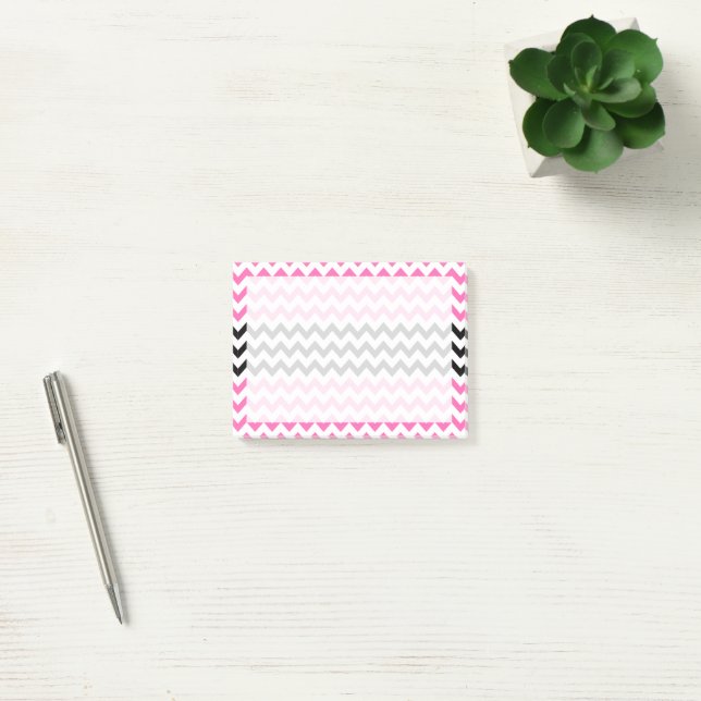 Post-it® Chevron rose et noir par Shirley Taylor (Bureau)