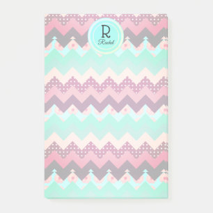 Post-it® Chevrons à motifs amusants en rose et Turquoise Pe