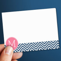 Chevrons bleu marine et magenta sur mesure Monogra