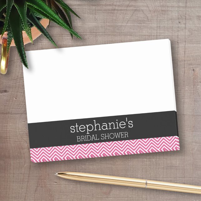 Post-it® Chevrons de mariage rose clair et noir (Personalized Post-It Notes - add you name or other text)