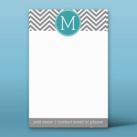 Chevrons Turquoise et Charbon Monogramme personnal