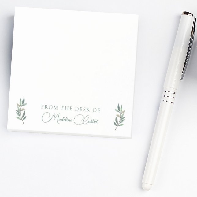 Post-it® Chic Botanique Eucalyptus Leaf vert Monogramme (Créateur téléchargé)