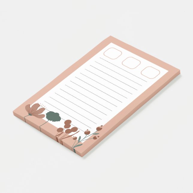 Post-it® Chic botanique féminin arrière - plan rose (Incliné)