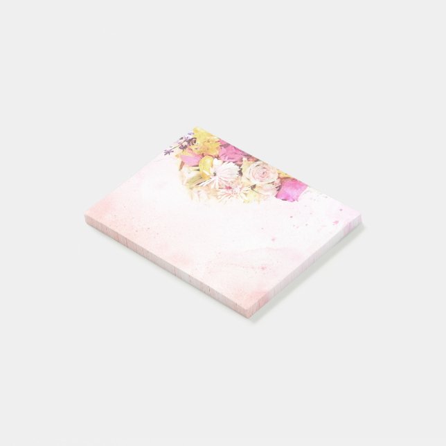 Post-it® Chic couleur aquarelle Fleurs Mariage botanique (Incliné)