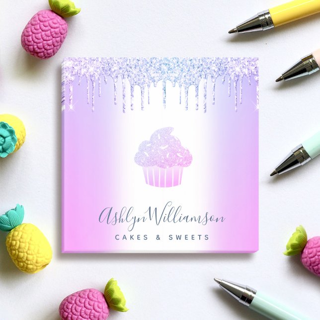 Post-it® Chic Cupcake boulangerie Chef Purple Blue Parties  (Créateur téléchargé)