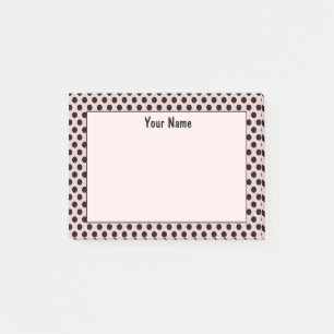 Post-it® Chic Cute Retro rose et noir Polka Motif