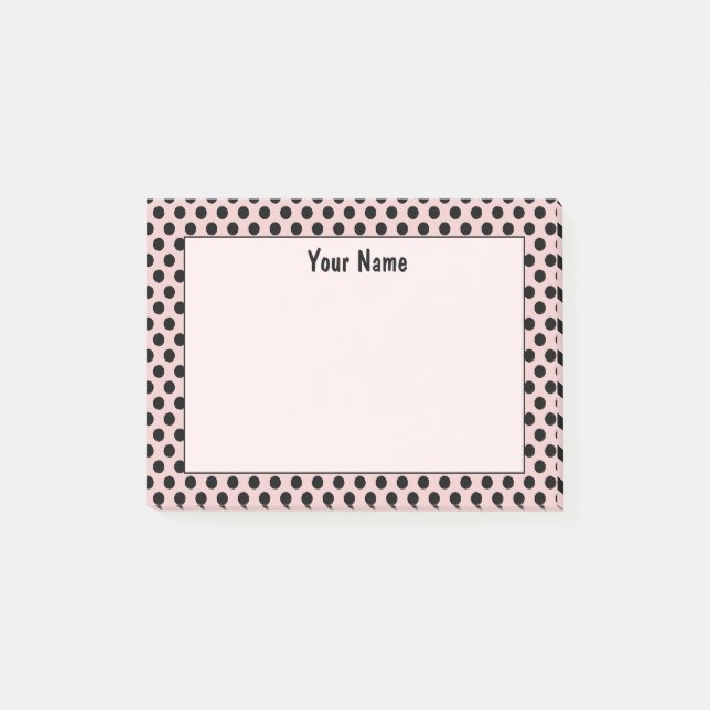 Post-it® Chic Cute Retro rose et noir Polka Motif (Devant)