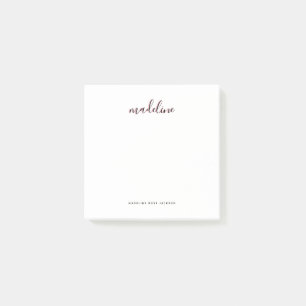 Post-it® Chic Dusty Blush rose avec nom de calligraphie noi