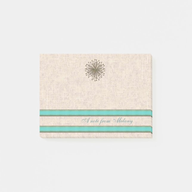 Post-it® Chic élégant dandelion rayures turquoise (Devant)