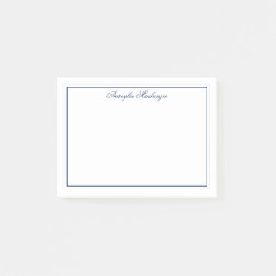 Post-it® Chic Elegant Marine Bleu et Blanc Personnalisé