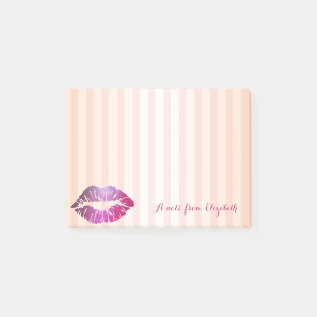 Post-it® Chic Élégant Rayé Féminin Élégant , Lèvres (Devant)