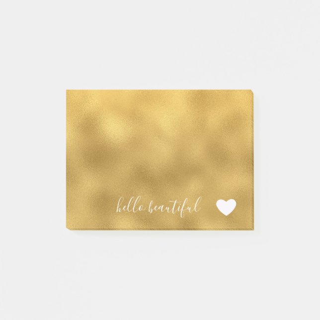 Post-it® Chic Gold Bonjour Beau Coeur (Devant)