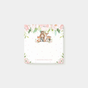 Post-it® Chic mignon Animaux Bois Fleurs Roses