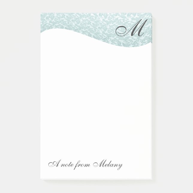Post-it® Chic moderne damask vintage monogramme (Devant)