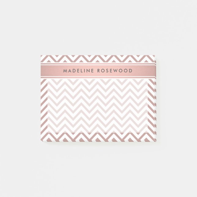 Post-it® Chic moderne Rose or Chevron Monogrammé (Devant)