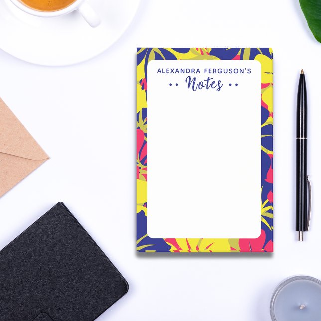 Post-it® Chic Tropical Purple Rose Jaune Motif Floral (Créateur téléchargé)