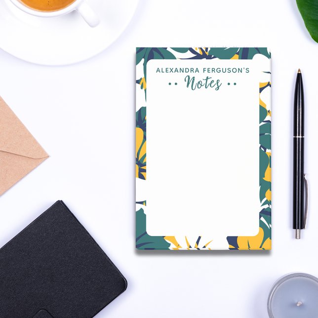 Post-it® Chic Tropical Vert Jaune Blanc Floral Motif (Créateur téléchargé)