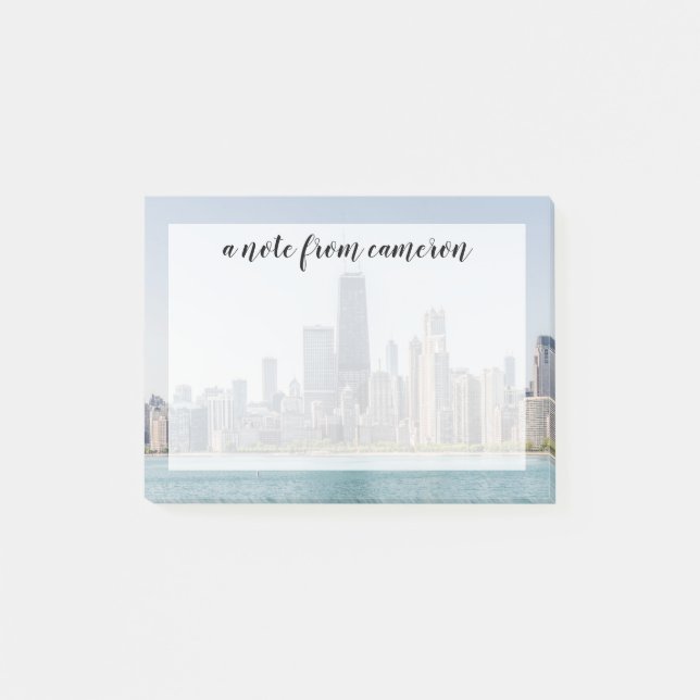 Post-it® Chicago Skyline Avec Le Lac Michigan (Devant)