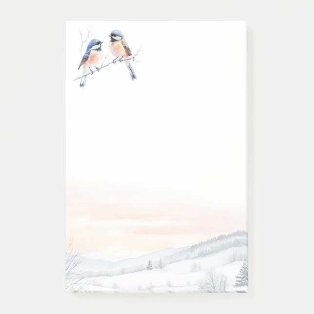 Post-it® Chickadee Bird in Winter Christmas (Devant)
