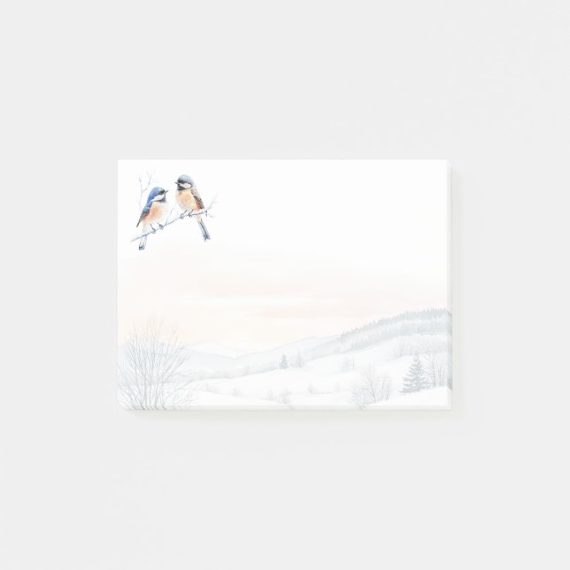 Post-it® Chickadee Bird in Winter Christmas (Devant)