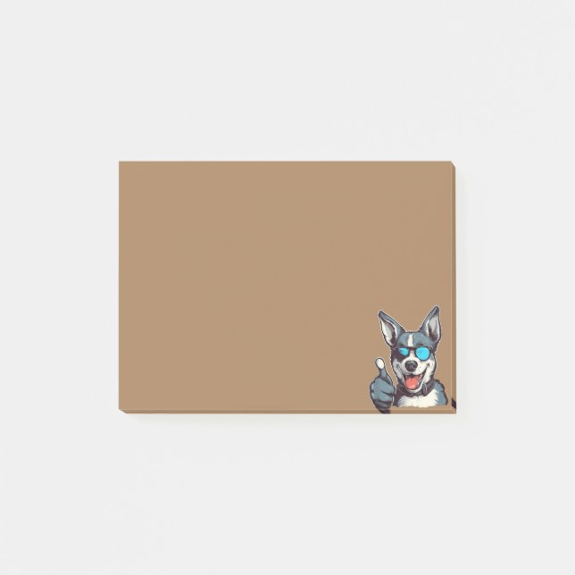 Post-it® Chien aux lunettes de soleil drôles avec pouce lev (Devant)