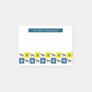 Post-it® Chien berger allemand & Paw Yellow & Blue Grid