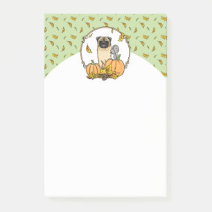 Post-it® Chien Carlin d'automne (fawn) Citrouille mignon Fe